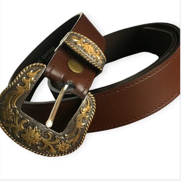 Vintage Ashford Ridge Genuine Leather Women\'s brown Western Belt Size 36\